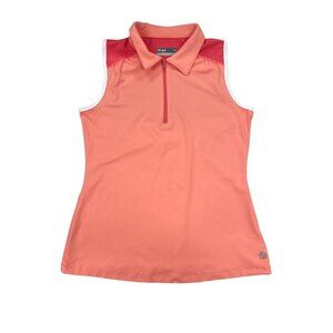 Lija Women's Size XS Sleeveless Golf Top Quarter Zip Orange Cream, XS